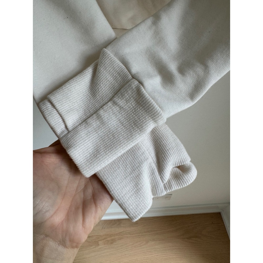 Athleta Coaster Luxe V-Neck Wrap Sweatshirt Cream White Thumbhole Small S - Picture 9 of 16
